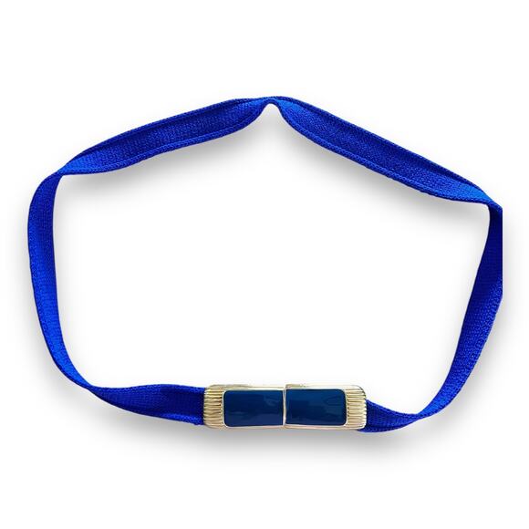 Vintage St. John Marie Gray Santana Knit Midi Dress Blue Belted 8 - Picture 8 of 14